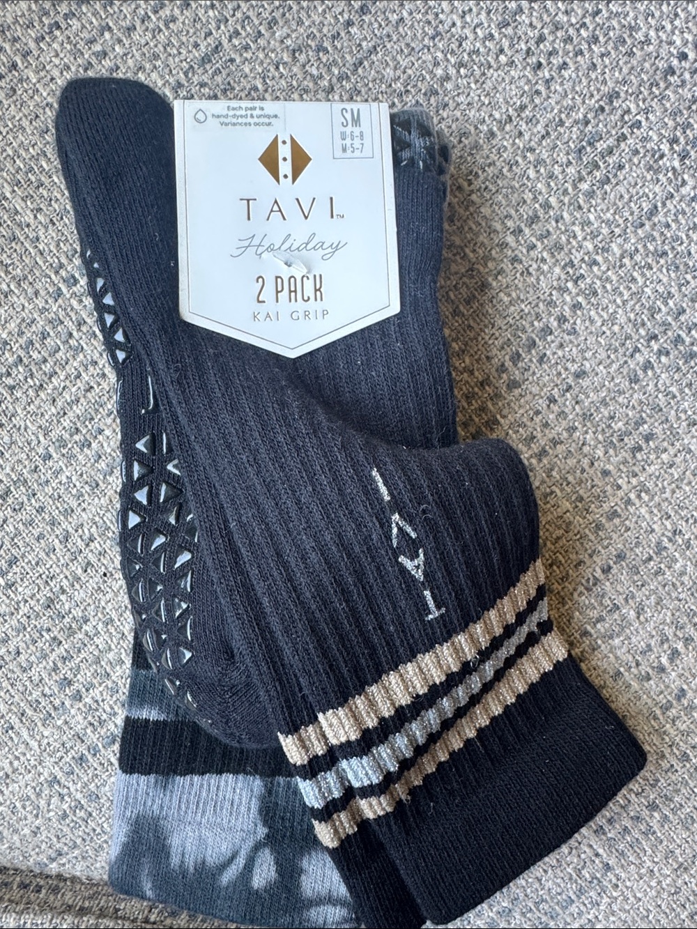 TAVI Women’s Black Holiday Kai Grip Socks - 2 Pack